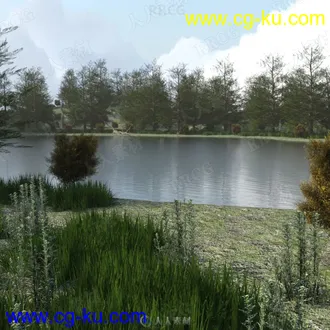 不同季节森林湖泊自然景观场景3D模型合集的图片1