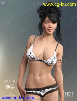 女性纹身图案美妆修饰3D模型合集的图片1