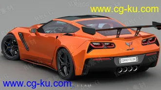 雪佛兰克尔维特超跑Chevrolet Corvette ZR1真实汽车高质量3D模型的图片3