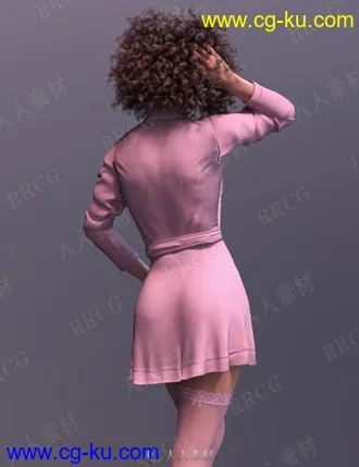 性感魅力低胸大V领女性连衣裙服饰套装3D模型合集的图片2