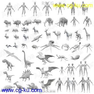 60组基础网格3D模型库 包含人物动物昆虫怪物等的图片2