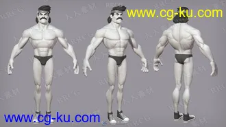 Zbrush卡通个性中年胡子男性3D模型的图片1