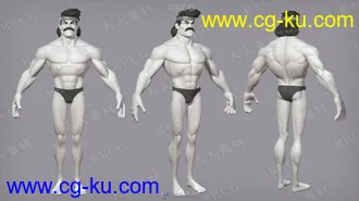 Zbrush卡通个性中年胡子男性3D模型的图片2