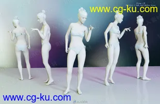 赛博朋克风格公寓环境女性生活姿势3D模型合集的图片1