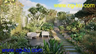 90组热带花园美化花草树木植物3D模型合集的图片1