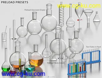 化学实验精美逼真玻璃器皿道具3D模型合集的图片2