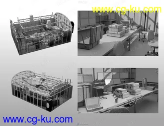 黑客电脑工作室监控室场景室内设计3D模型合集的图片2