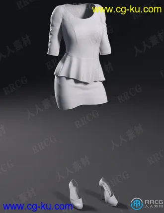 优雅休闲不同尺寸女士商务正装服饰3D模型合集的图片3