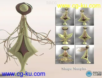 6 种不同形状变异科幻植物3D模型合集的图片2