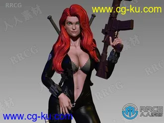 漫威黑寡妇女性角色雕像3D打印模型的图片2