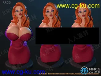 杰西卡漫画女性角色雕像3D打印模型的图片1