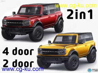 福特烈马越野吉普车Ford Bronco SUV汽车3D模型合集的图片1