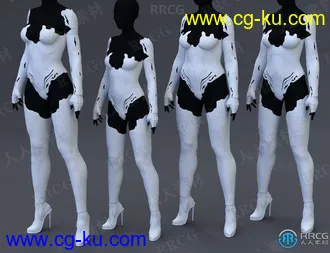 赛博朋克风格紧身女性未来派服装3D模型合集的图片2