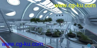 5种室内科幻植物园灯光渲染效果3D模型合集的图片2