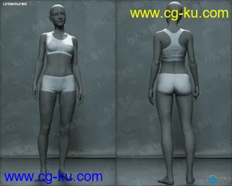 日常健身两件套分体运动女性服饰套装3D模型合集的图片2