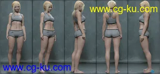 日常健身两件套分体运动女性服饰套装3D模型合集的图片3