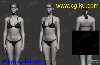 Zbrush女性身体解剖学高精度基础3D模型的图片1