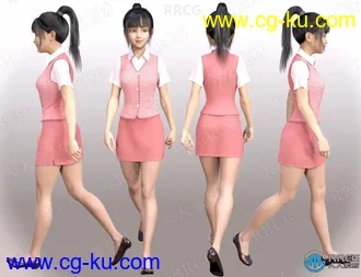 办公室女性文员职业制服服饰套装3D模型合集的图片3