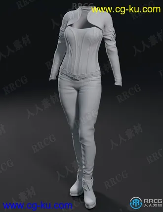 紧身酷炫分体女性刺客角色服饰套装3D模型合集的图片1