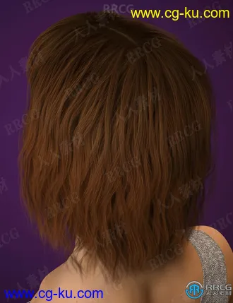 齐刘海凌乱波浪女性齐肩短发发型3D模型合集的图片2