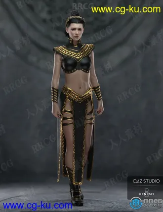 复古科幻简约皮革穿戴女性服饰套装3D模型合集的图片3