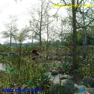 野外森林植被小溪环境场景3D模型合集的图片2