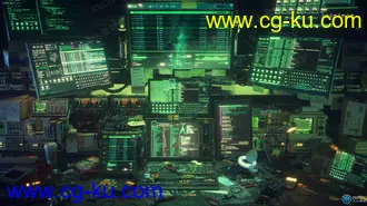 黑客工作站电脑工作台场景C4D和Octane 3D模型的图片1