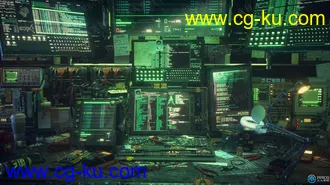 黑客工作站电脑工作台场景C4D和Octane 3D模型的图片2