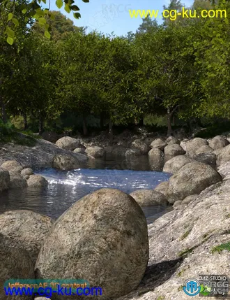 自然森林小溪河流场景环境3D模型合集的图片1