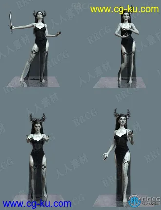 黑暗邪恶恶魔女性角色姿势3D模型合集的图片3