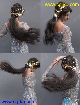 鲜花装饰女性清新高雅发饰3D模型合集的图片2
