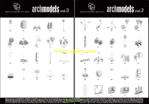 《室内灯饰灯具灯泡3D模型合辑》Evermotion ArchModels Vol.03 Interior Lamps的图片3