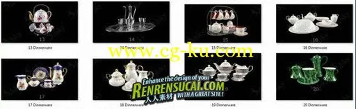 《餐具茶壶3D模型合辑》3dsky Dinnerware Collection 3D Models的图片2