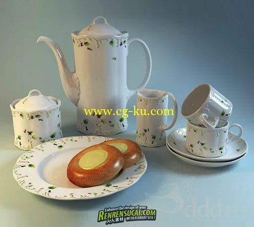 《餐具茶壶3D模型合辑》3dsky Dinnerware Collection 3D Models的图片3