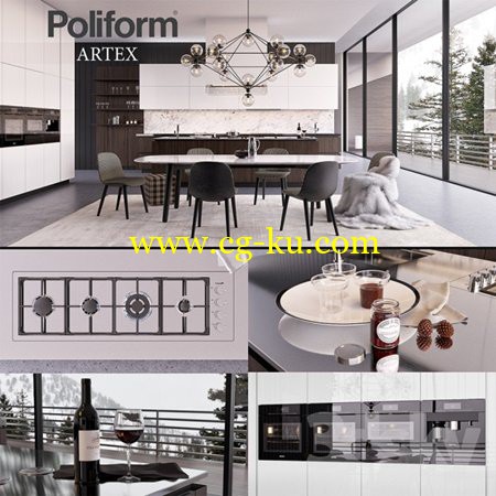 Kitchen Poliform Varenna Artex 3 (vray GGX corona PBR)的图片1