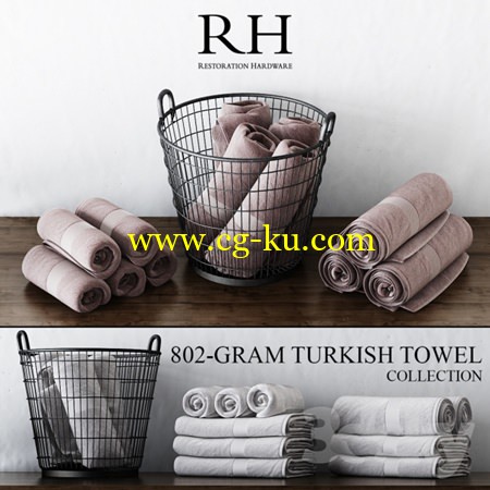 RH 802-GRAM TURKISH TOWEL COLLECTION WITH A BASKET的图片1