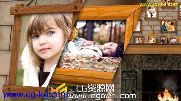 壁炉温暖的回忆照片Videohive Fireplace Warm Photo Memories AE模板的图片1