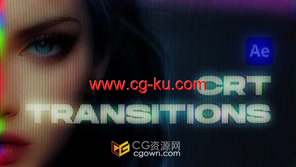 CRT Transitions复古屏幕纹理故障画面效果过渡-AE模板的图片1