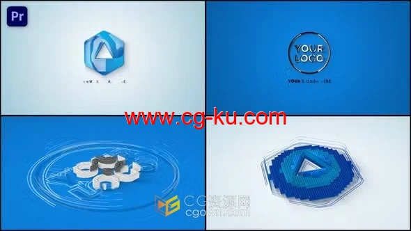 3D线框草图建筑设计标志LOGO动画-PR模板的图片1