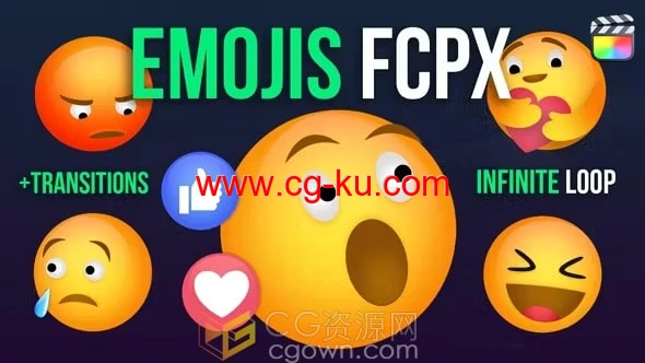 FCPX插件常用表情符号包与动画效果Emoji Pack的图片1