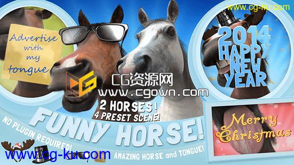 有趣的马开场标志或文本动画 Videohive Funny Horse Opener AE模板的图片1