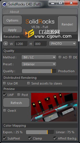 C4D快速优化vray渲染设置插件 SolidRocks v0.3b For Cinema 4D WIN64的图片1