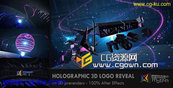 三维全息特效标志动画 Videohive Holographic 3D Logo Reveal AE模板的图片1