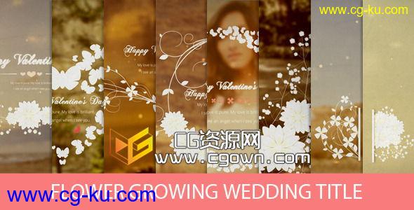 花卉时尚婚礼标题 Videohive Flower Growing Wedding Title AE模板的图片1