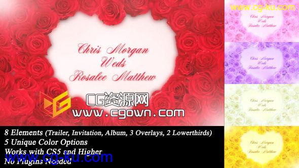 唯美玫瑰婚礼相册展示 Videohive Wedding Roses AE模板的图片1