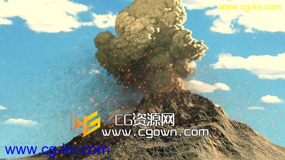 c4d插件Turbulence FD制作火山爆发合成特效教程 Volcano cinema 4d tutorial的图片1