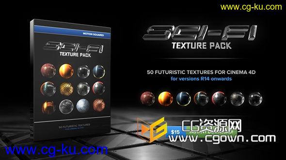 c4d科幻感材质预设包 MotionSquared – Sci-Fi Texture Pack for Cinema 4D的图片1