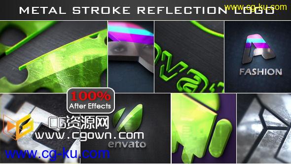 钢铁金属反射3D标志动画 Videohive Stroke Metal Reflection Logo AE模板的图片1