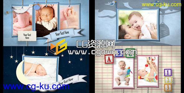 宝宝成长相册 愉快木偶玩具 Videohive Baby Shadowbox Show AE模板的图片1