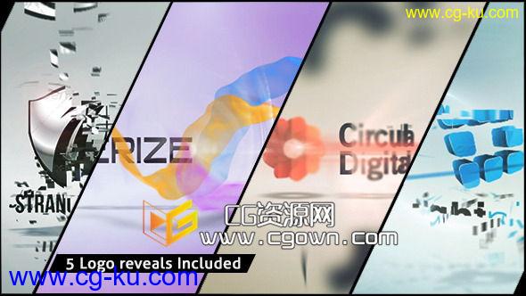 公司标志5种独特优雅动画 Videohive Corporate Logo XV Clean Effects AE模板的图片1